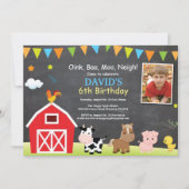 Chalkboard Boerderij Birthday Invitation Barnyard  Kaart (Voorkant)