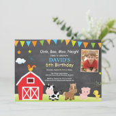 Chalkboard Boerderij Birthday Invitation Barnyard  Kaart (Staand voorkant)