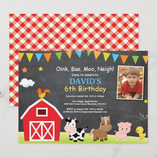 Chalkboard Boerderij Birthday Invitation Barnyard  Kaart
