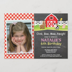 Chalkboard Boerderij Birthday Invitation Barnyard Kaart