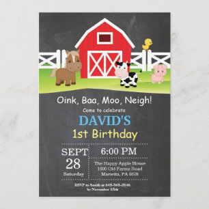 Chalkboard Boerderij Birthday Invitation Barnyard  Kaart