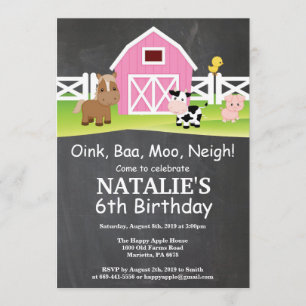 Chalkboard Boerderij Birthday Invitation Barnyard  Kaart