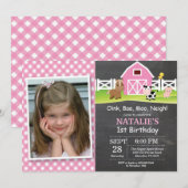 Chalkboard Boerderij Birthday Invitation Barnyard  Kaart (Voorkant / Achterkant)