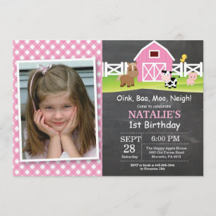 Chalkboard Boerderij Birthday Invitation Barnyard  Kaart