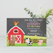 Chalkboard Boerderij Birthday Invitation Barnyard Kaart (Staand voorkant)
