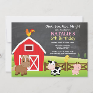 Chalkboard Boerderij Birthday Invitation Barnyard  Kaart