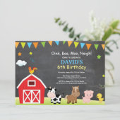 Chalkboard Boerderij Birthday Invitation Barnyard  Kaart (Staand voorkant)