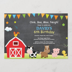 Chalkboard Boerderij Birthday Invitation Barnyard  Kaart