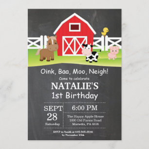 Chalkboard Boerderij Birthday Invitation Barnyard  Kaart