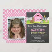 Chalkboard Boerderij Birthday Invitation Barnyard  Kaart (Voorkant / Achterkant)