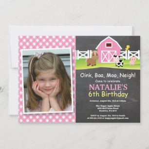Chalkboard Boerderij Birthday Invitation Barnyard  Kaart