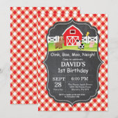 Chalkboard Boerderij Birthday Invitation Barnyard  Kaart (Voorkant / Achterkant)