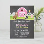 Chalkboard Boerderij Birthday Invitation Barnyard Kaart (Staand voorkant)