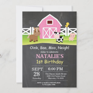Chalkboard Boerderij Birthday Invitation Barnyard  Kaart