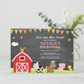 Chalkboard Boerderij Birthday Invitation Barnyard  Kaart (Staand voorkant)