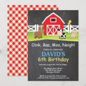 Chalkboard Boerderij Birthday Invitation Barnyard Kaart (Voorkant / Achterkant)