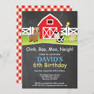 Chalkboard Boerderij Birthday Invitation Barnyard Kaart