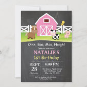 Chalkboard Boerderij Birthday Invitation Barnyard  Kaart (Voorkant)