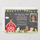 Chalkboard Boerderij Birthday Invitation Barnyard  Kaart (Voorkant)