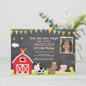 Chalkboard Boerderij Birthday Invitation Barnyard  Kaart (Staand voorkant)