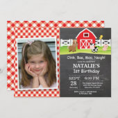 Chalkboard Boerderij Birthday Invitation Barnyard  Kaart (Voorkant / Achterkant)