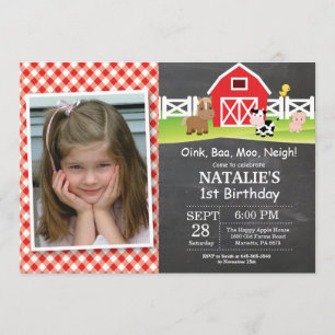 Chalkboard Boerderij Birthday Invitation Barnyard  Kaart