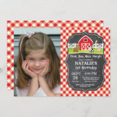 Chalkboard Boerderij Birthday Invitation Barnyard  Kaart (Voorkant / Achterkant)