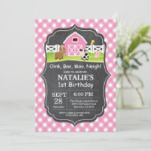 Chalkboard Boerderij Birthday Invitation Barnyard  Kaart (Staand voorkant)