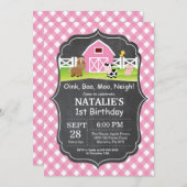 Chalkboard Boerderij Birthday Invitation Barnyard  Kaart (Voorkant / Achterkant)