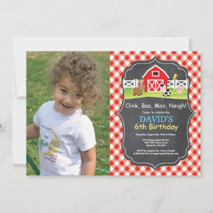 Chalkboard Boerderij Birthday Invitation Barnyard  Kaart