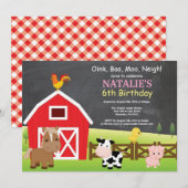 Chalkboard Boerderij Birthday Invitation Barnyard  Kaart (Voorkant / Achterkant)