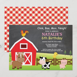 Chalkboard Boerderij Birthday Invitation Barnyard  Kaart