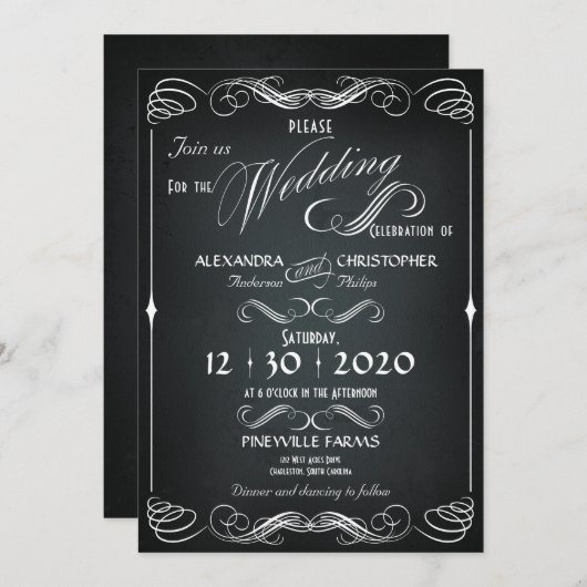 Chalkboard  Bold Typografie Bruiloft Kaart (Voorkant / Achterkant)