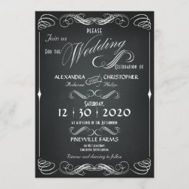 Chalkboard  Bold Typografie Bruiloft Lijst Kaart