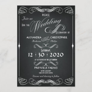 Chalkboard  Bold Typografie Bruiloft Lijst Kaart