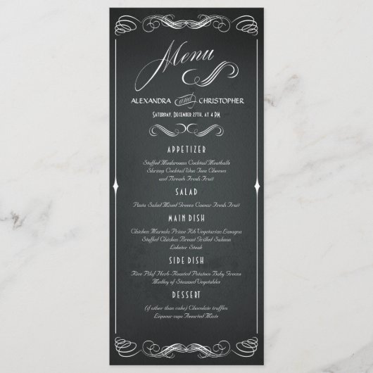 Chalkboard  Bold Typografie Bruiloft Menu (Voorkant)
