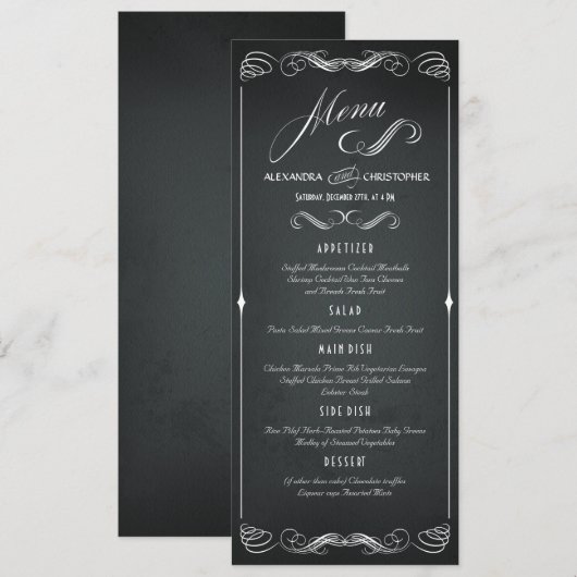 Chalkboard  Bold Typografie Bruiloft Menu (Voorkant / Achterkant)