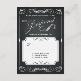 Chalkboard  Bold Typografie Bruiloft RSVP Kaartje