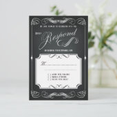 Chalkboard  Bold Typografie Bruiloft RSVP Kaartje (Staand voorkant)