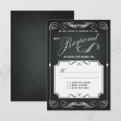 Chalkboard  Bold Typografie Bruiloft RSVP Kaartje (Voorkant / Achterkant)