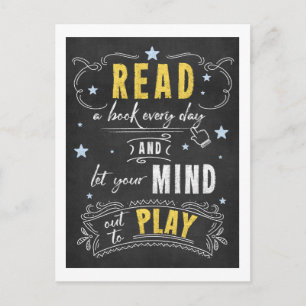 Chalkboard Book Lovers Lees een boek Briefkaart