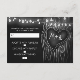 Chalkboard boom elegante bruiloft RSVP kaart