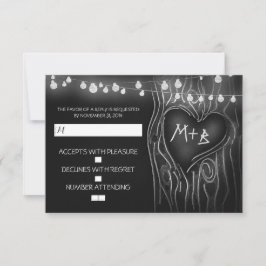 Chalkboard boom elegante bruiloft RSVP kaart