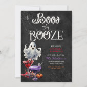 Chalkboard Boos & Booze Halloween Cocktail Party Kaart (Voorkant)
