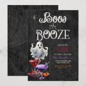 Chalkboard Boos & Booze Halloween Cocktail Party Kaart (Voorkant / Achterkant)