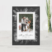 Chalkboard Botanical Frame Merry Christmas Photo Feestdagen Kaart (Voorkant)