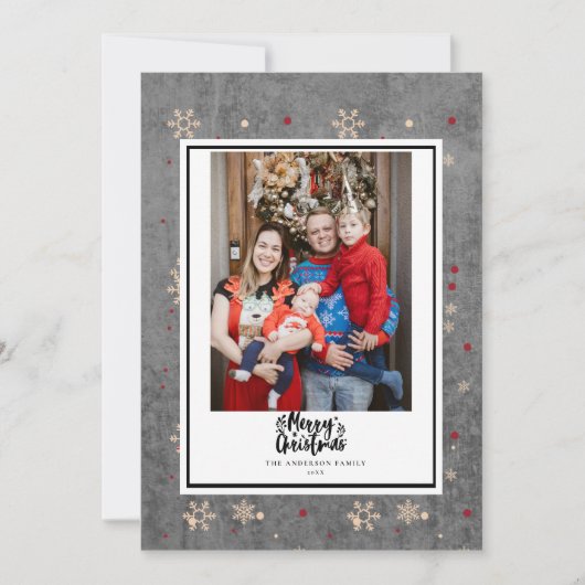 Chalkboard Botanisch Lijst Vrolijk Kerstfeest Feestdagenkaart (Voorkant)