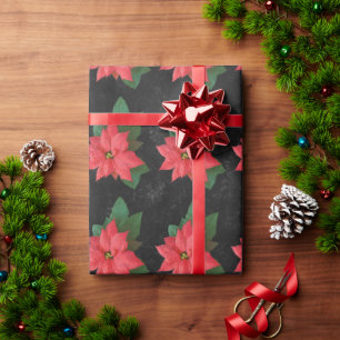 Chalkboard Botanische Vrolijk Kerstfeest Waterverf Cadeaupapier