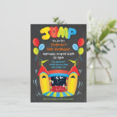 Chalkboard Bounce House BIrthday Party Invitation Kaart (Staand voorkant)