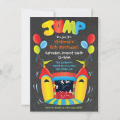 Chalkboard Bounce House BIrthday Party Invitation Kaart (Voorkant)